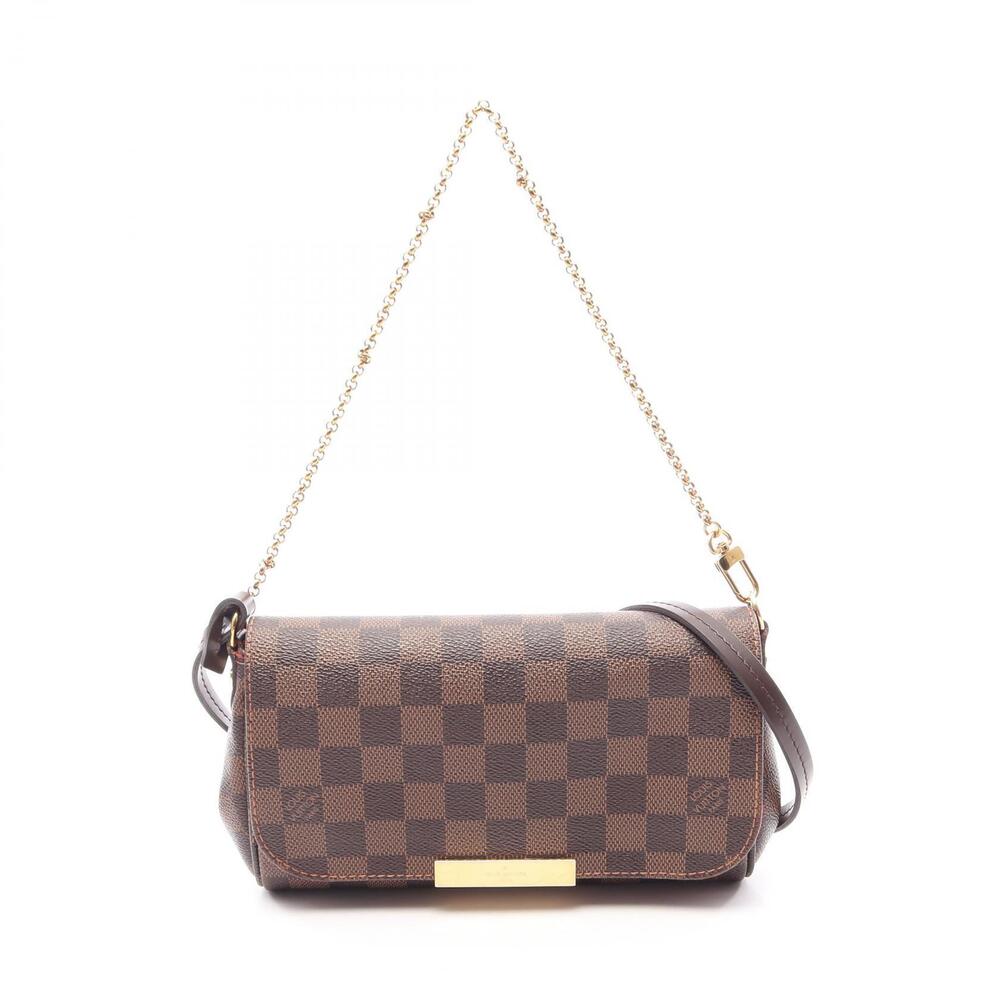 Louis Vuitton Favorite Canvas Leather Damier Shoulder Bag Brown